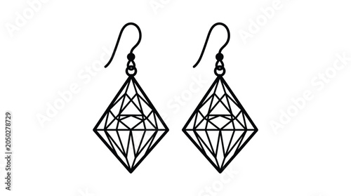 Photography Geometric Diamond Earrings Silhouette Against A White Background