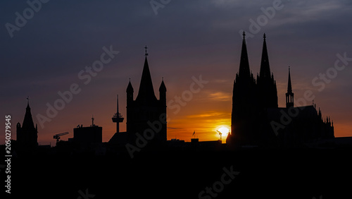 Bilde på lerret Cologne silhouettes, Germany