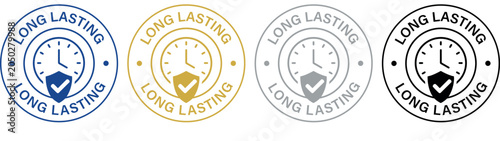 Schilderij op canvas Long Lasting Badge Icons with Clock and Heart Symbol Set
