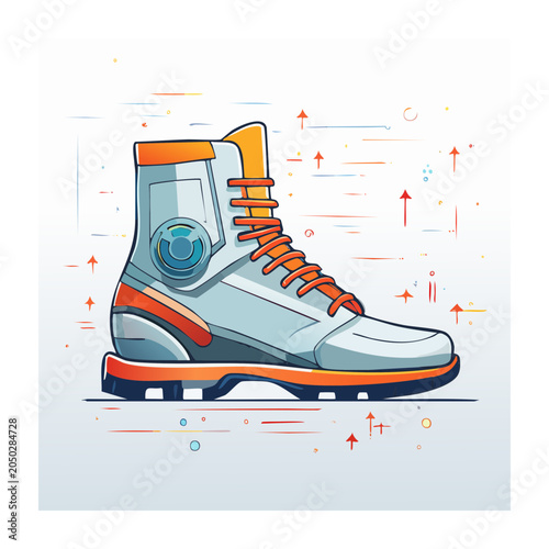 Futuristic boot illustration with orange accents