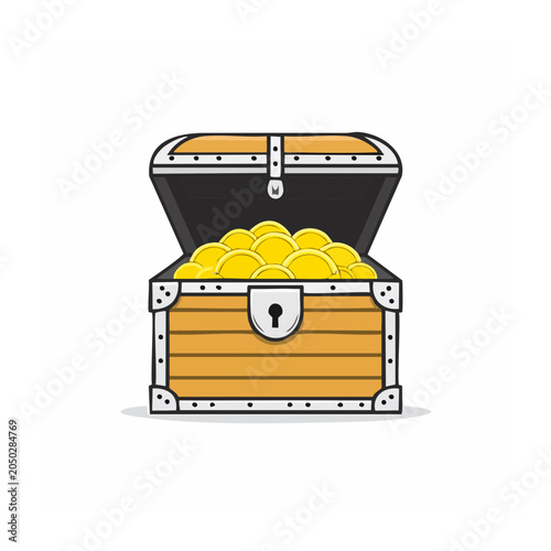 Open treasure chest filled with gold coins