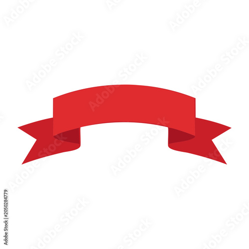 Red ribbon banner with copy space