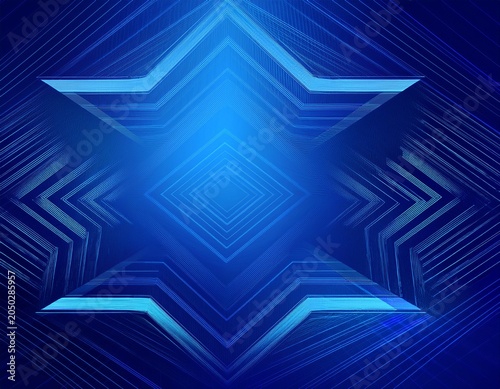 blue geometric shape abstract technology background generative ai