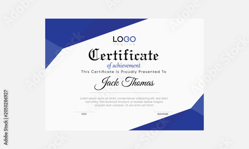 certificate vector, editable certificate, minimalist certificate template