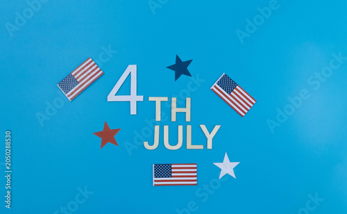 Fourth of july celebrating american independence day with flags