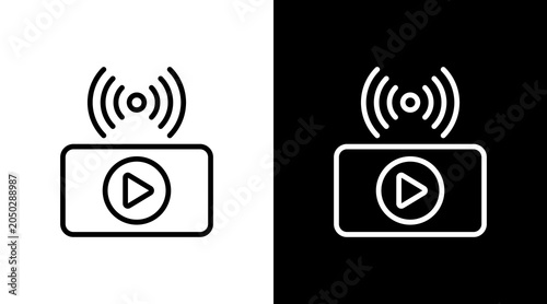 Live Podcast  White Icon Set Design