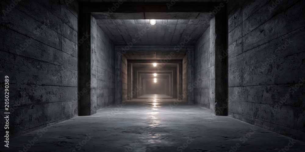 Fototapeta premium underground bunker - survivalist concrete bunker buried underground 