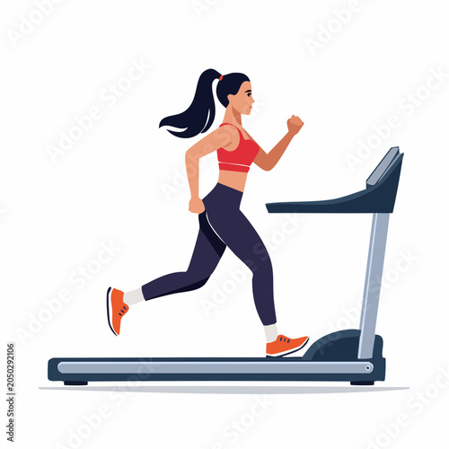 Woman Running on Treadmill