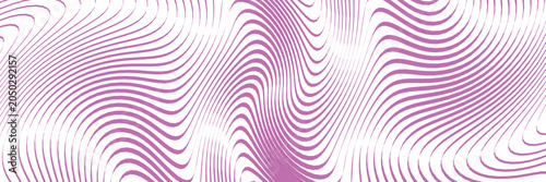 Abstract wavy line background with purple moire pattern, psychedelic distorted stripe texture, modern optical art vector for banner design