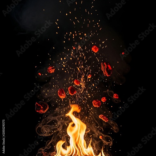 Vibrant Bonfire Sparks Against Dark Night Sky.