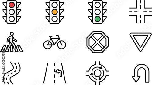 Konstfotografi Set of traffic and road transportation sign icons.