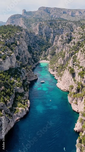 Aerial view above the Calanque de Cassis in the Calanques National Park, Southern France