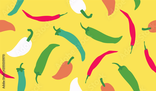 Cute spicy chili pattern background vector design