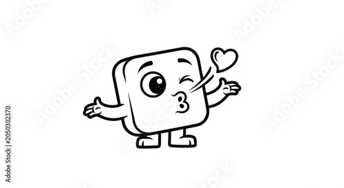 Canvastavla Cute cartoon toast with heart gesture.