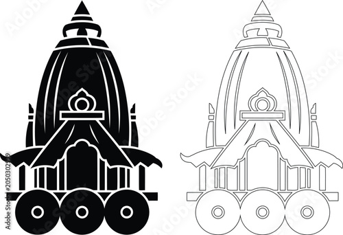 Jagannath rath yatra chariot icon set