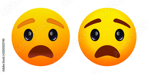 Принти на полотні Anguished Face Emoji Icon Isolated on White Background – Distressed Yellow Emoti