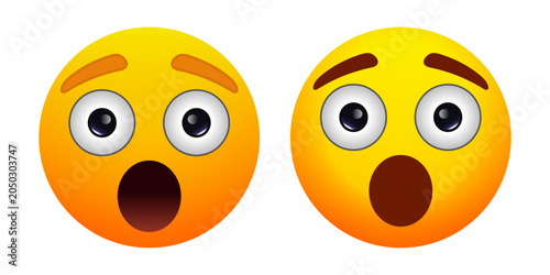 Astonished Face Emoji Icon Isolated on White Background – Surprised Expression Vector Emoticon, Shocked Yellow Emoji Symbol