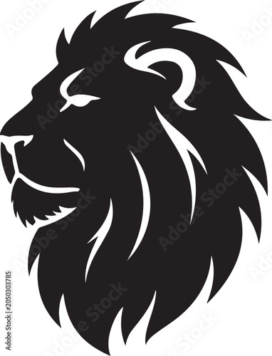 Lion Head Silhouette Vector Icon | Wild Animal EPS Vector 