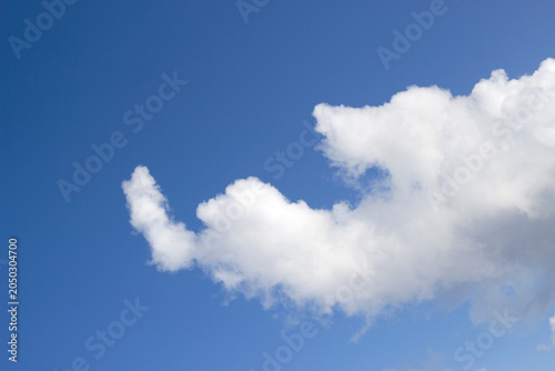 hand shaped cloud in a blue summer sky