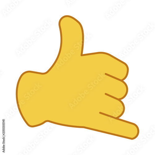 Call Me Hand Icon Isolated on White Background – Shaka Gesture Symbol, Phone Call Sign Emoji Style Vector Illustration