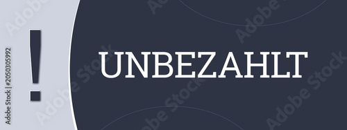 Photos unbezahlt (unpaid) - A blue banner illustration with white text.