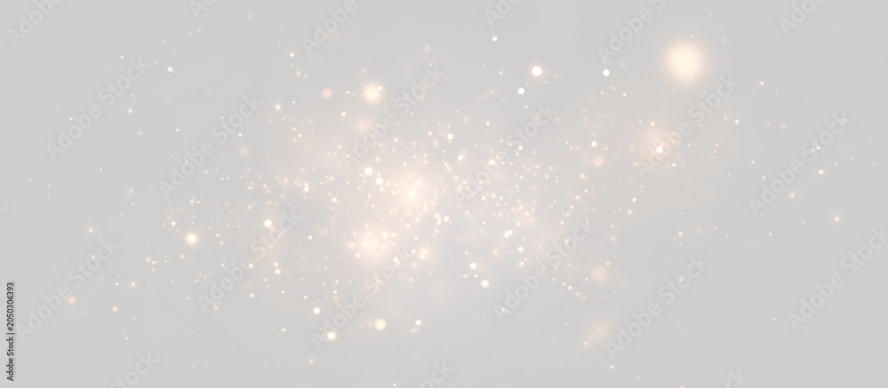 Fototapeta premium White magical glitter dust PNG vector isolated on transparent background, floating sparkle particles with glowing bokeh effect and dreamy fantasy illumination
