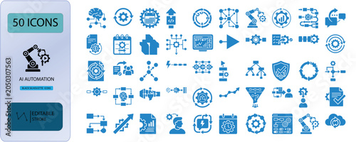 Artificial Intelligence Technology Color Icon Pack Vector