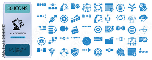 AI Automation Color Icon Pack Collection Vector Set