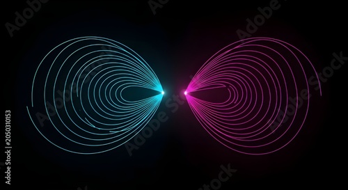 Abstract Digital Fingerprint Scan with Glowing Biometric Data in Cyber Security Style