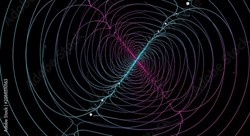 Abstract Particle Wave Motion in Dark Cosmic Space with Neon Light Trails