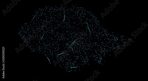 Glowing Blue Particle Network on Black Background Abstract Digital Art