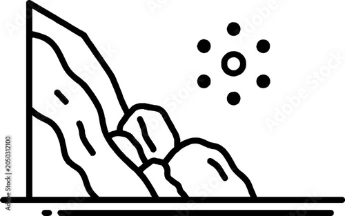 Rocky landslide hazard line art icon