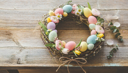Floral Easter Egg Wreath Generated image