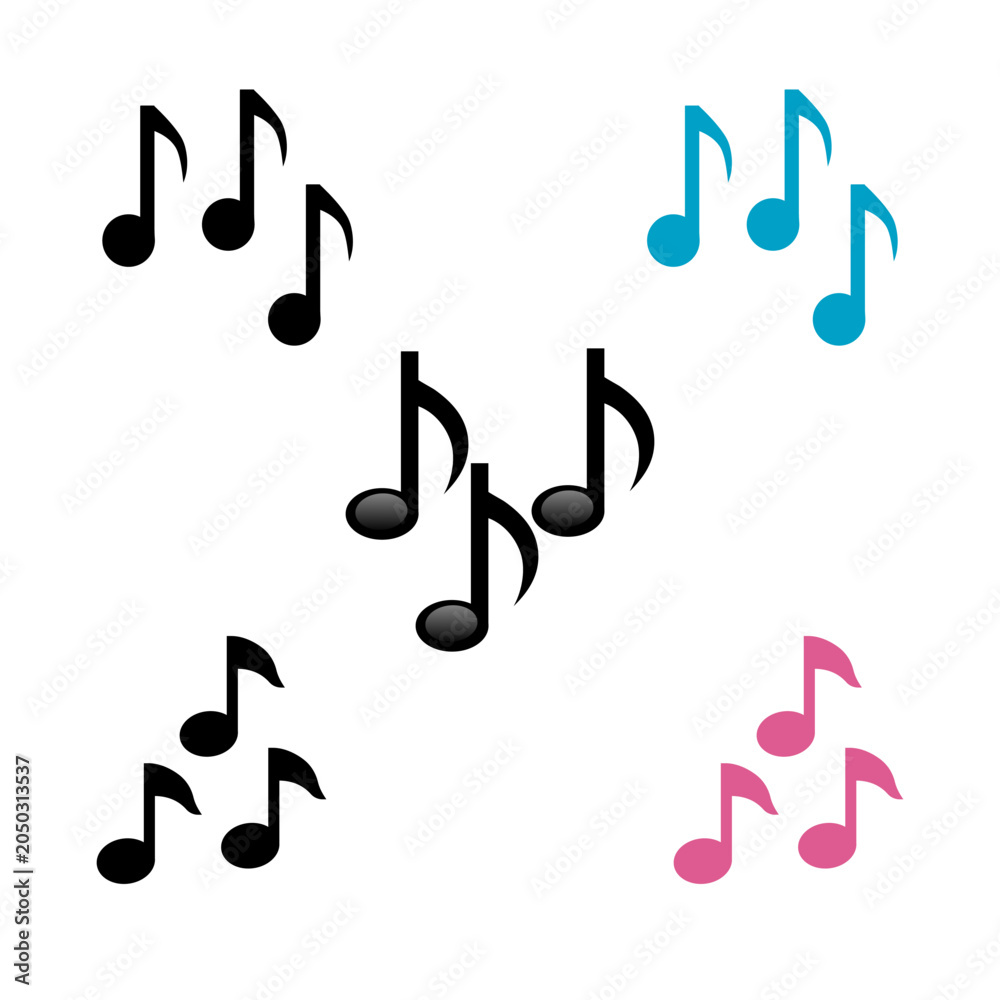 Fototapeta premium Multiple Musical Notes Emoji Icon Isolated on White Background