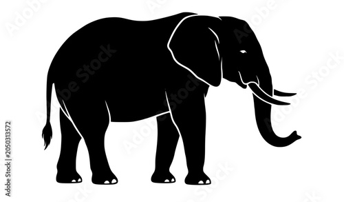 Photography Elephant Silhouette Vector Illustration Isolated on White Background