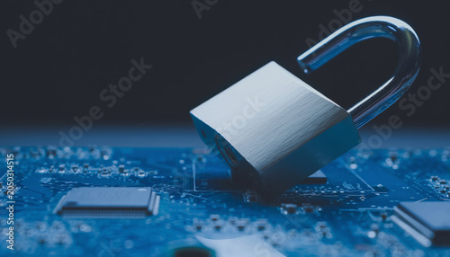 Padlock on dark background Generated image
