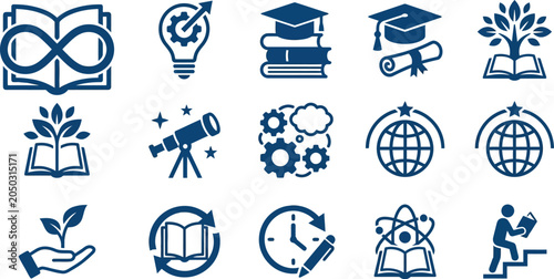 Foto Education Icons: Knowledge, Learning, Science, Growth, Graduation, Research, Inn