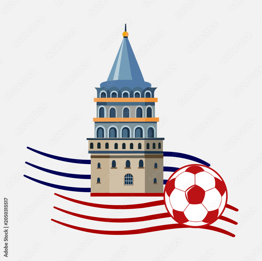 Naklejka premium Galata Tower Football Vector Design