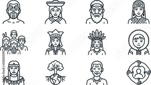 Foto Diverse People Icons: Global Cultures, Ethnicity, Unity, Human Diversity