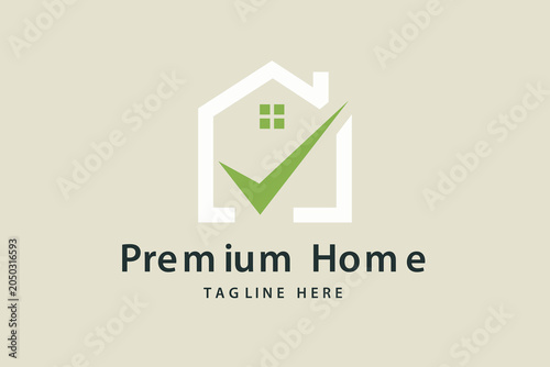 Premium home check real estate vector logo template
