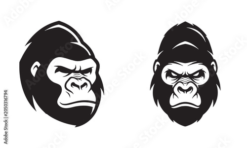 Gorilla and ape head aggressive vector mascot design