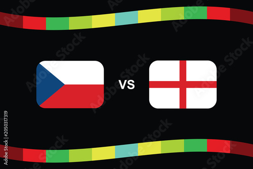 Czech Republic vs England sports match competition concept with national flags on black background