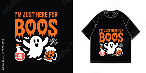 Foto I'm Just Here for Boos Funny Ghost Beer Halloween T-Shirt Design