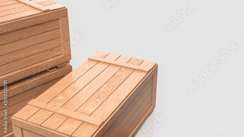 Wooden Cargo Crates For Warehouse Storage 3d render.