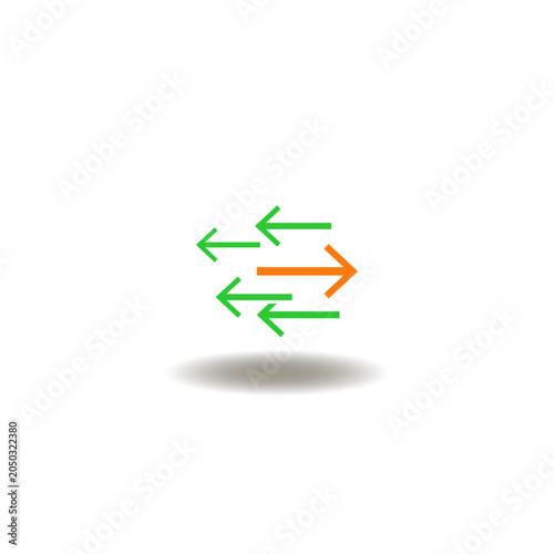 Vector illustration of arrows different direction left and one right or forward. Symbol of alternative investments.