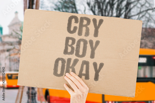 Cuadro en lienzo "Cry boy okay" Young male emotional expression accepted