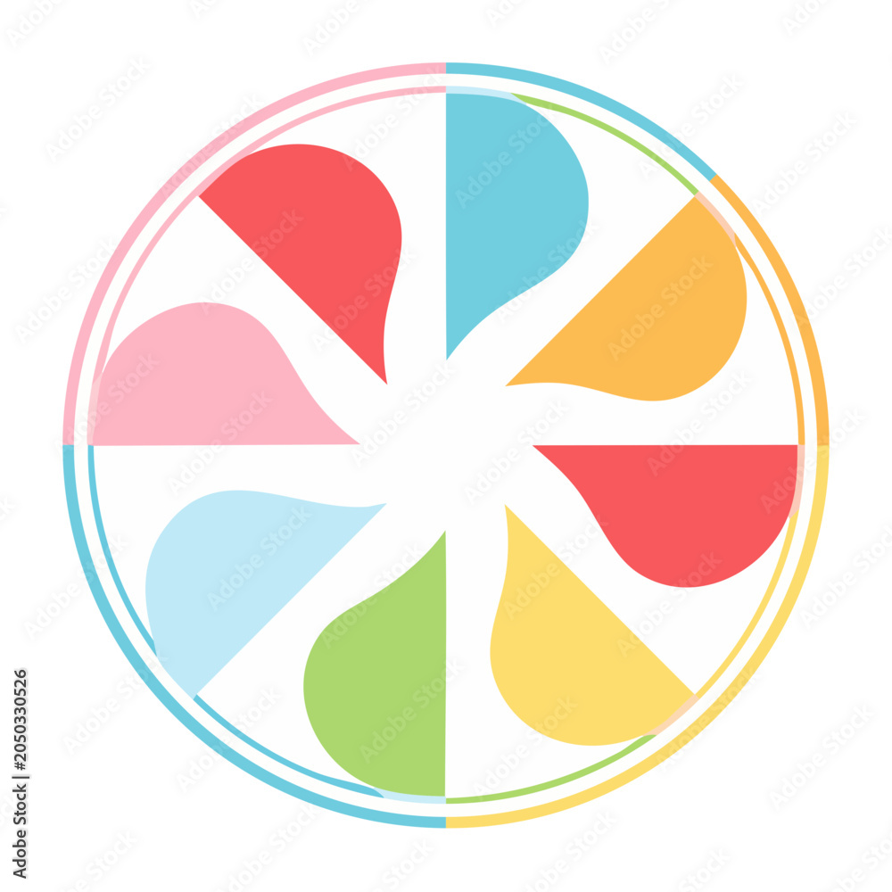Fototapeta premium Colorful abstract wheel icon with flat design