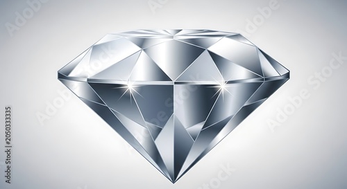 Crystal clear geometric diamond shape on white background.
