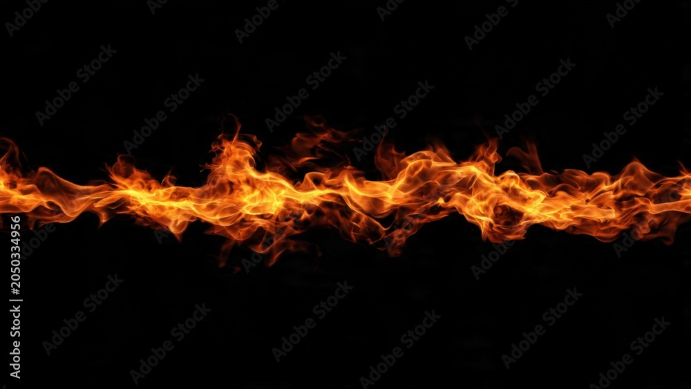 Fototapeta premium Fiery Flame Stripe on Black Background