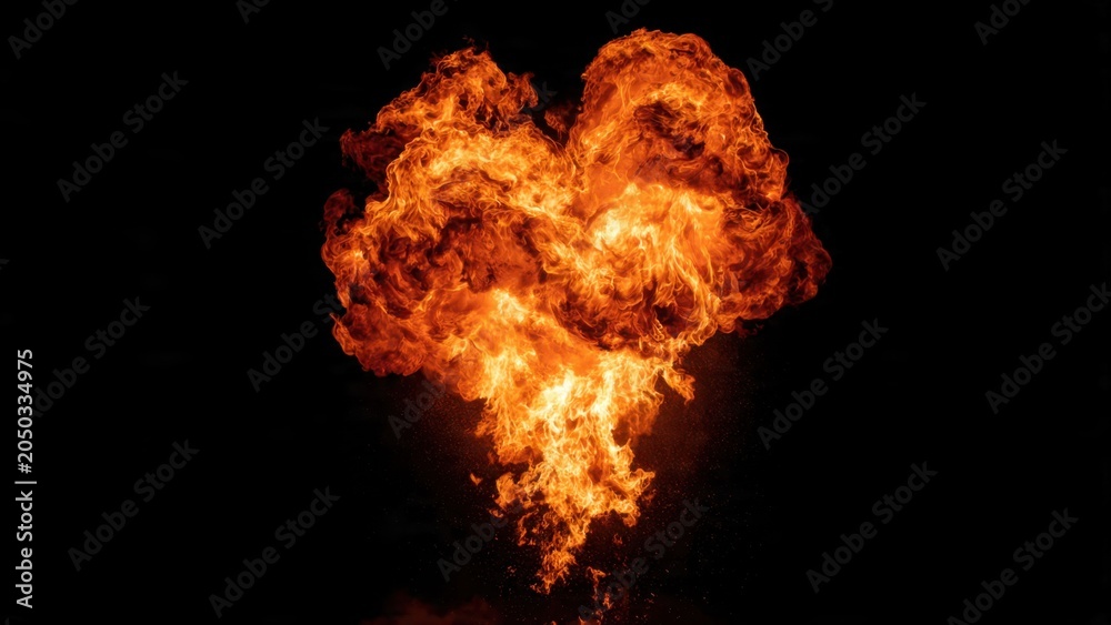 Fototapeta premium Fiery Heart Shape Flame Explosion